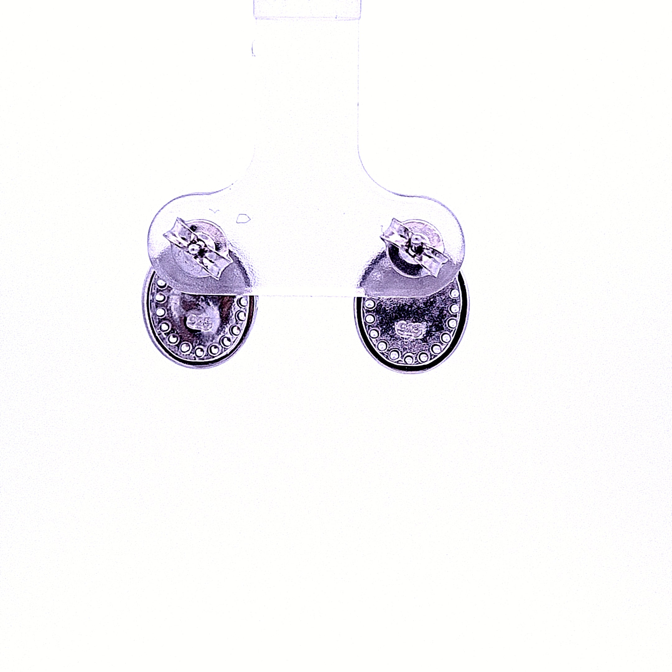 Oval cabochon created opal stud 34090 - Armin Lowe Jewellers
