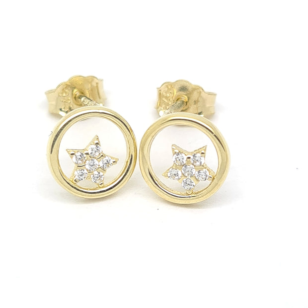 CZ Star in Circle earrings 35671
