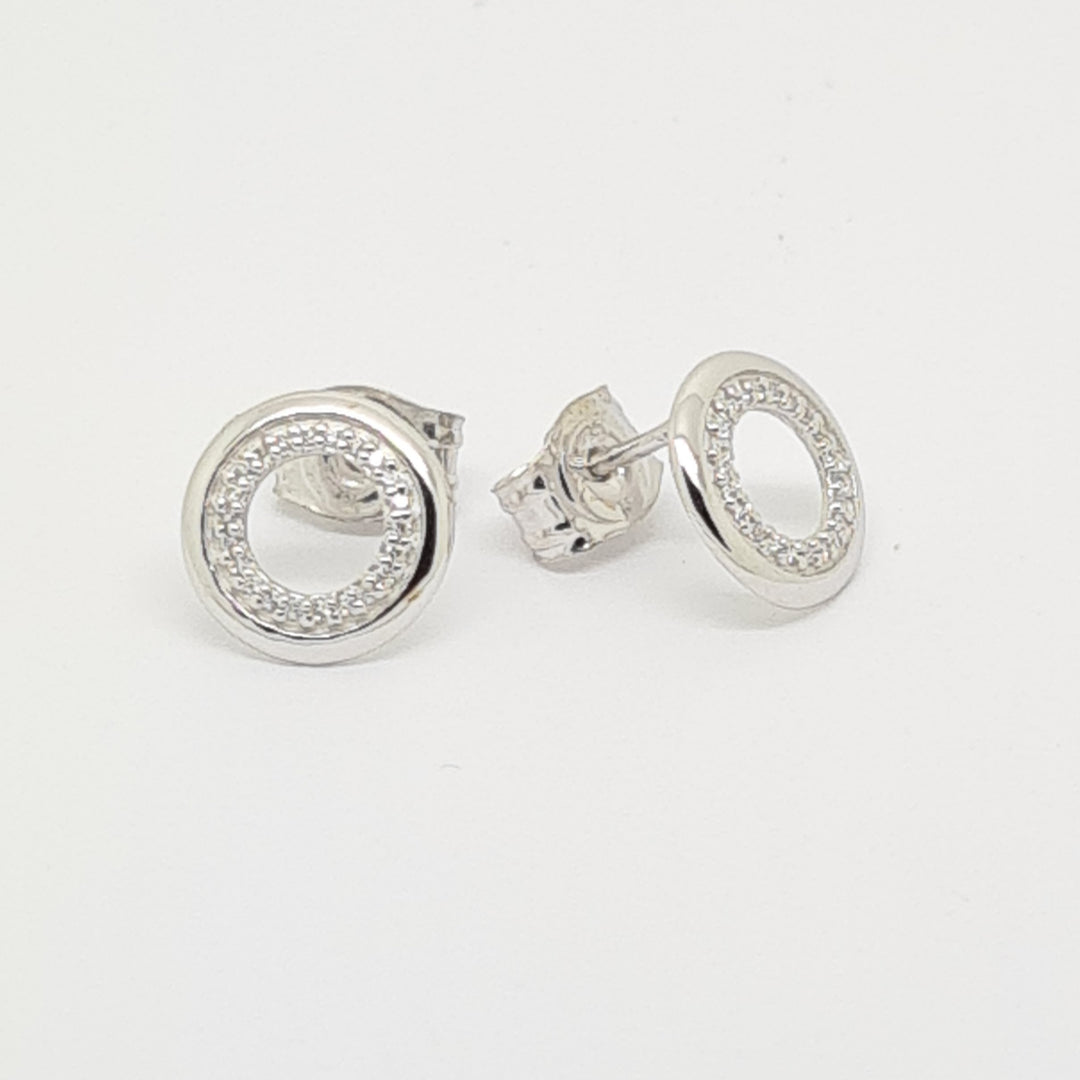 9ct white gold CZ set circle stud earrings 34645 - Armin Lowe Jewellers