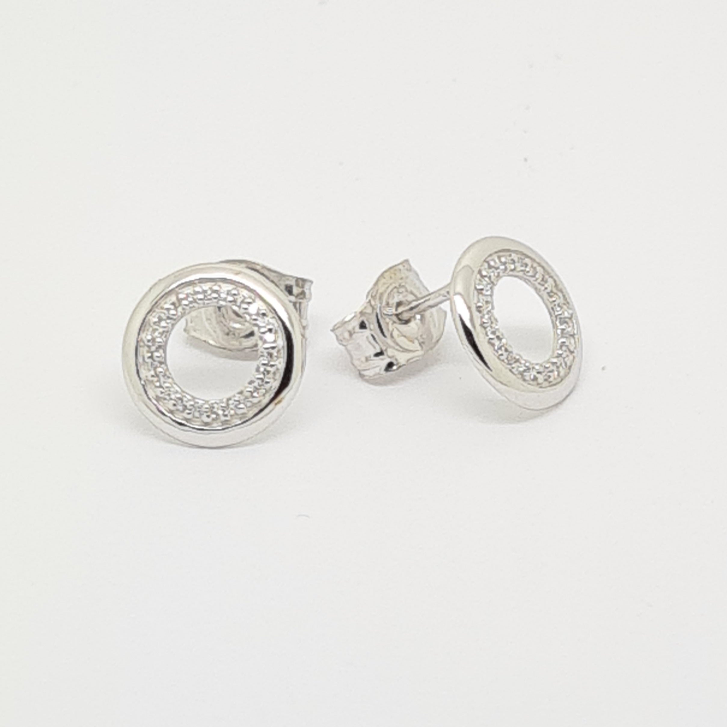 9ct white gold CZ set circle stud earrings 34645 - Armin Lowe Jewellers