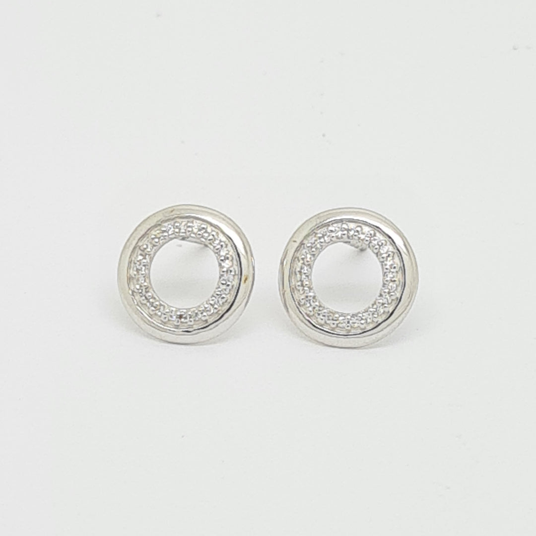 9ct white gold CZ set circle stud earrings 34645 - Armin Lowe Jewellers