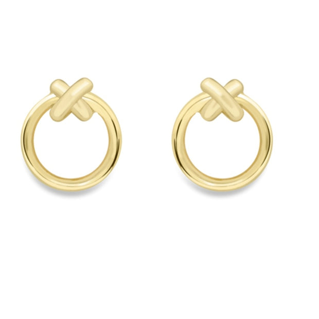 Circle and knot studs in 9ct gold 35358