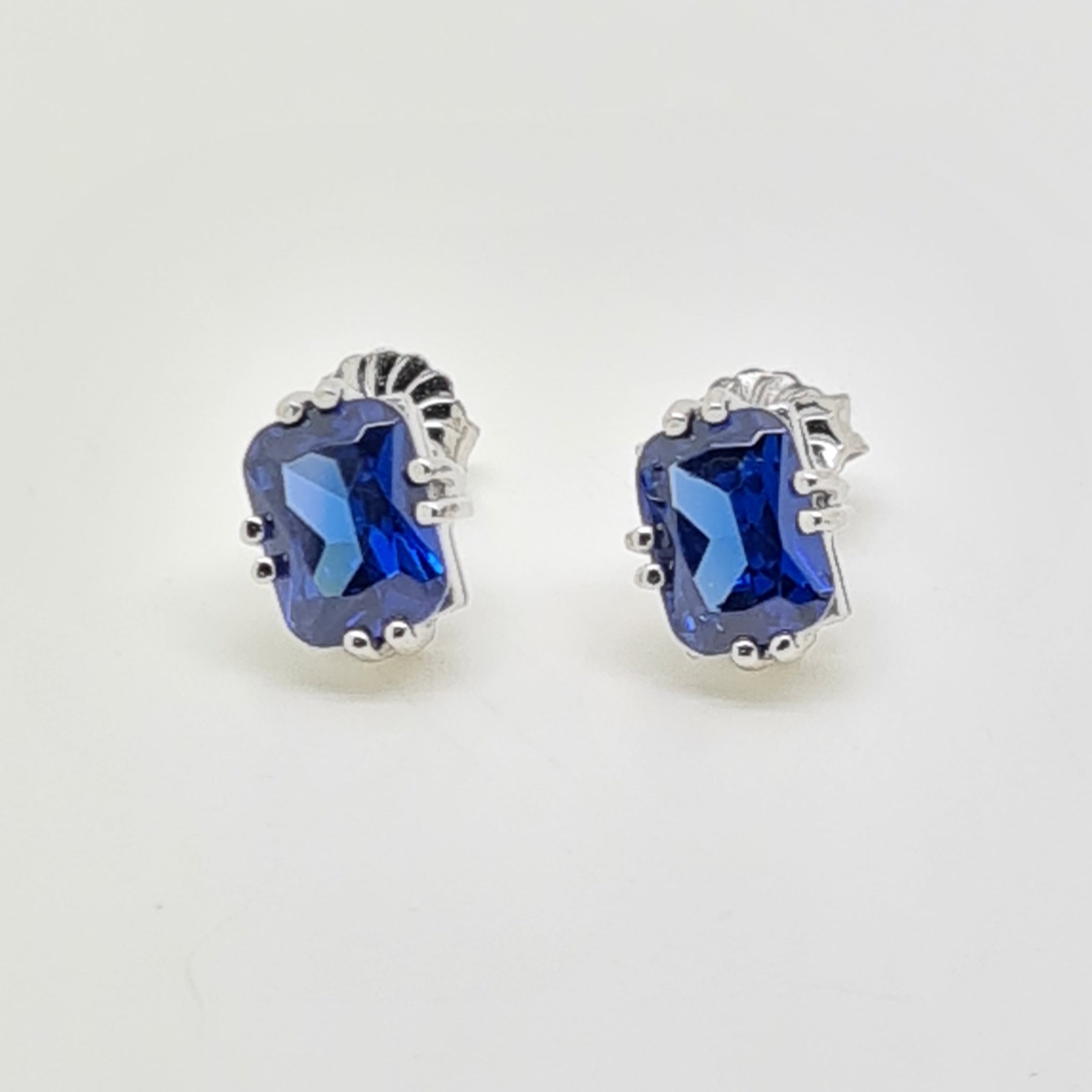 Emerald cut Sapphire CZ stud earring 34504 - Armin Lowe Jewellers