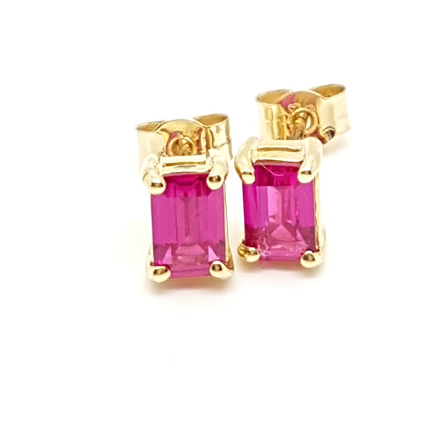 9ct Yellow Gold Syn Ruby Ladys Earring 33744 - Armin Lowe Jewellers Sligo