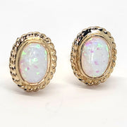 Gold Cabochon oval Opal stud earrings 35466