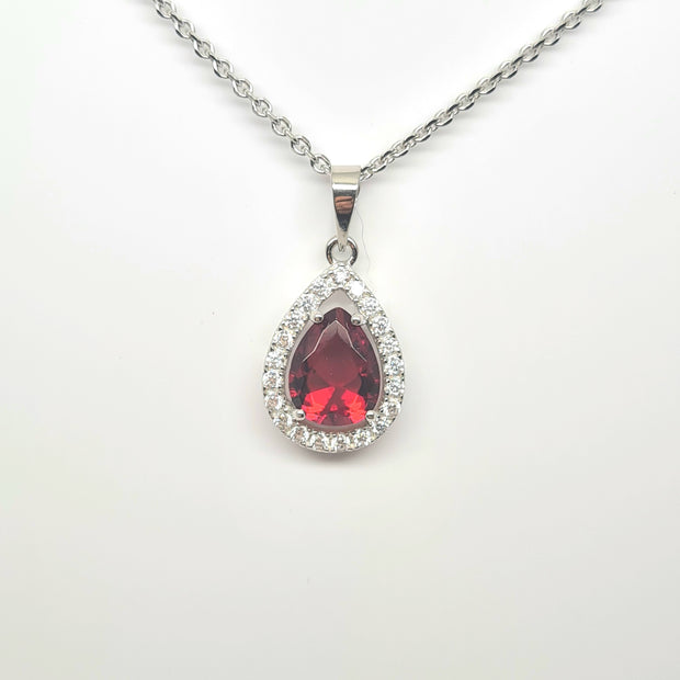 Ruby Red CZ Pear Drop pendant 35848
