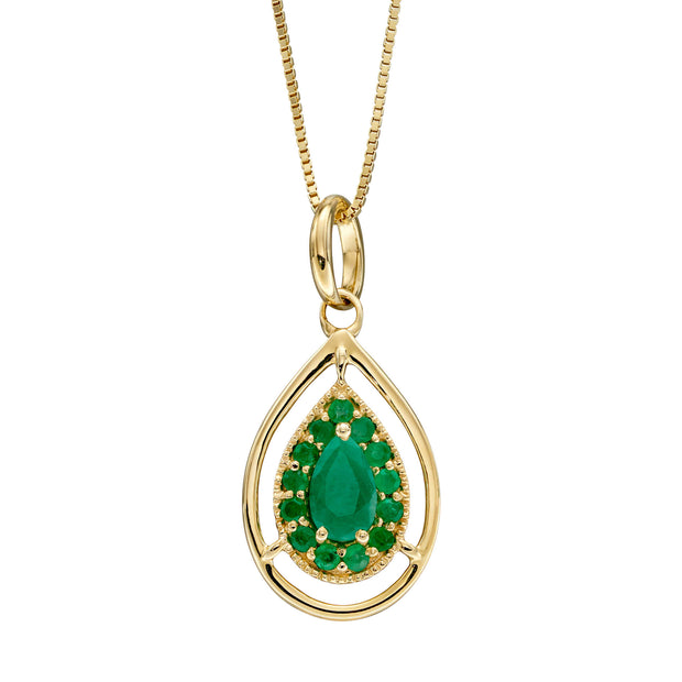 Emerald and gold Pear drop pendant 35687 32026