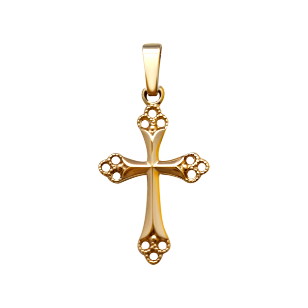 9ct gold polished Trefoil cross 35111