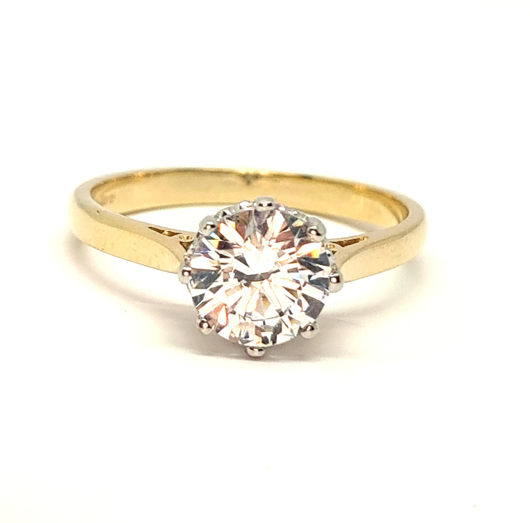 9ct gold Solitaire ring, 8mm CZ 35461 - Armin Lowe Jewellers