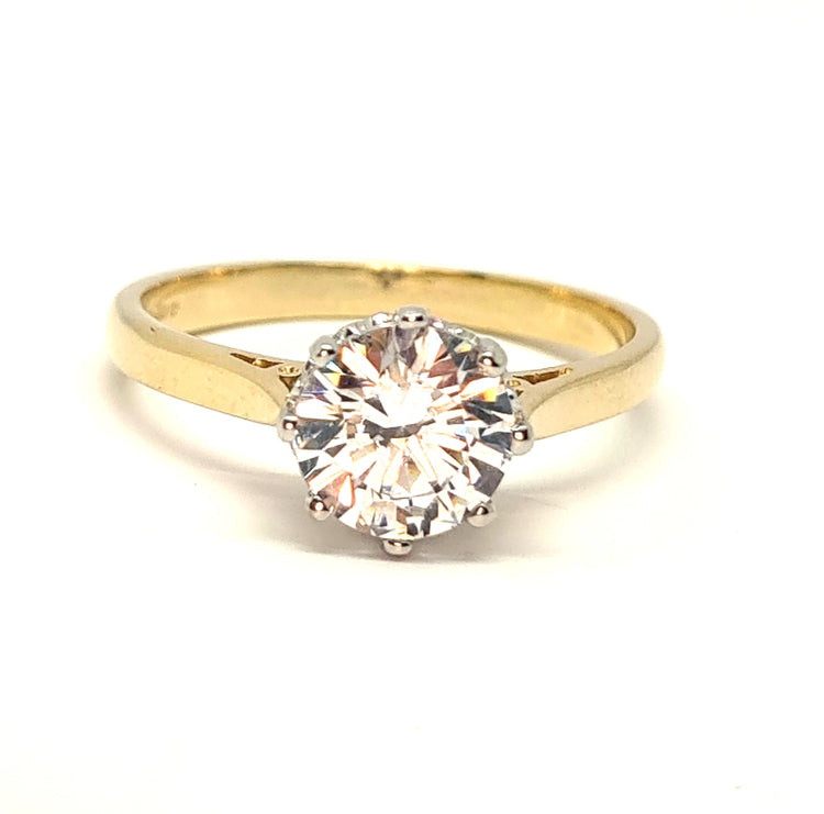 9ct gold Solitaire ring, 8mm CZ 35461 - Armin Lowe Jewellers
