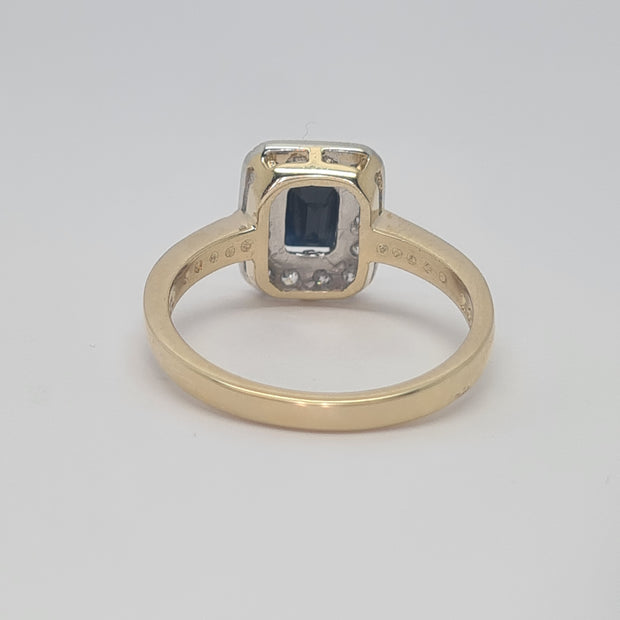 Real Sapphire & CZ Halo ring 35464