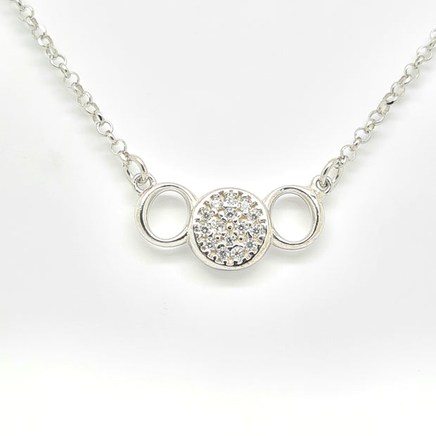 Sterling silver CZ set necklace 35920
