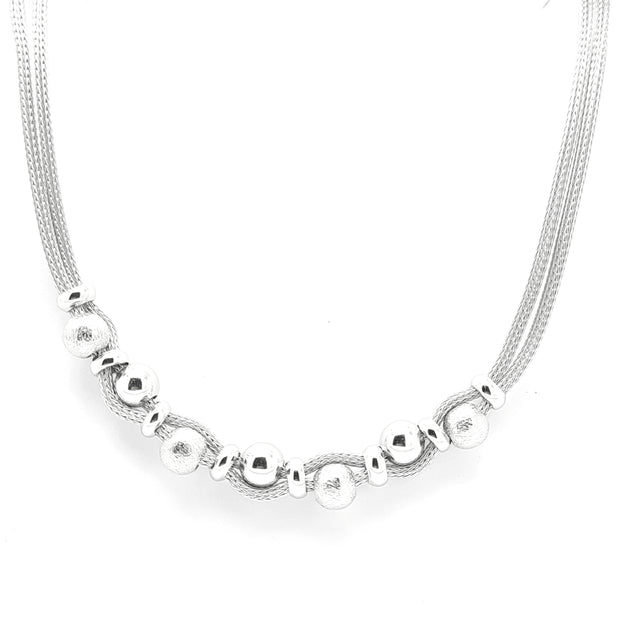 Sterling silver  Foxtail & Bead necklace 35922