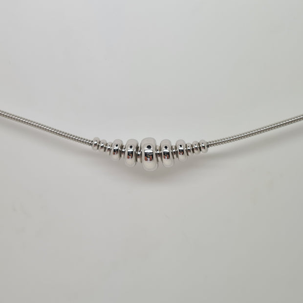 Sterling silver solid snake omega necklet 34773