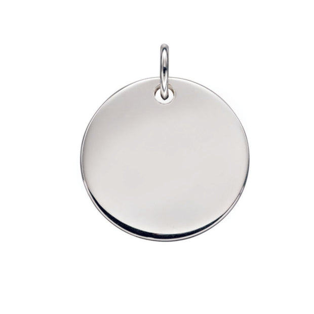 18mm engraveable disc, polished, Sterling silver, please select chain 34019