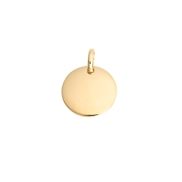 Gold toned sterling silver 16mm round tag, 35720