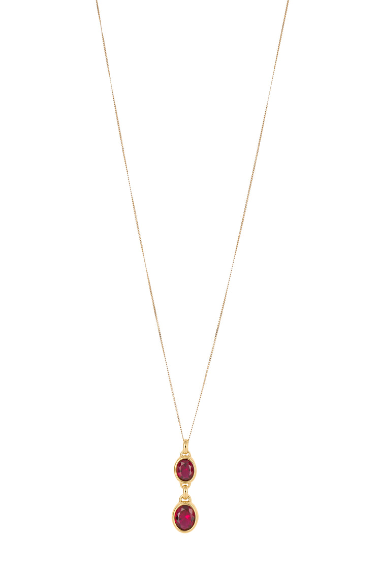 35695 Fiorelli Gold toned Fuchia crystal pendant - Armin Lowe Jewellers