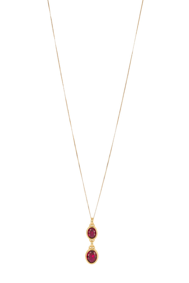 35695 Fiorelli Gold toned Fuchia crystal pendant
