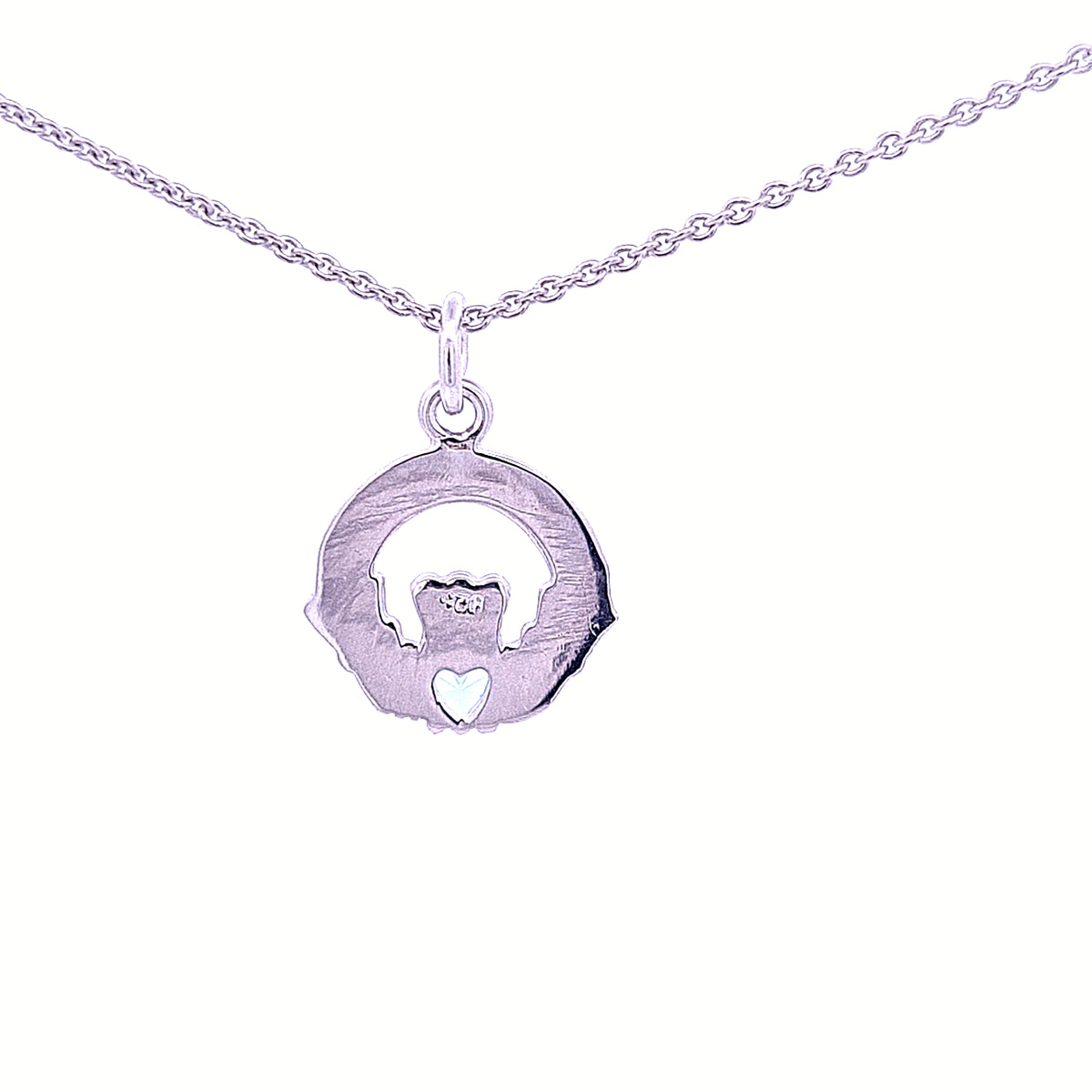 Sterling silver Claddagh December Birthstone pendant 36206 - Armin Lowe Jewellers