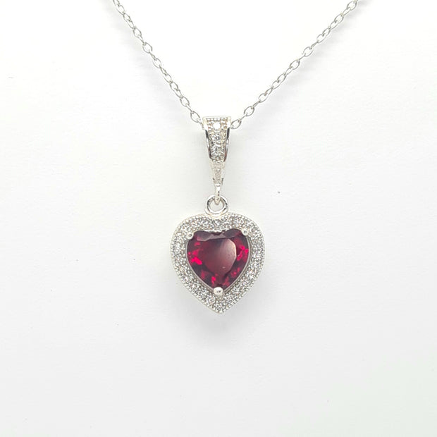 Sterling silver Ruby red CZ set pendant 35910