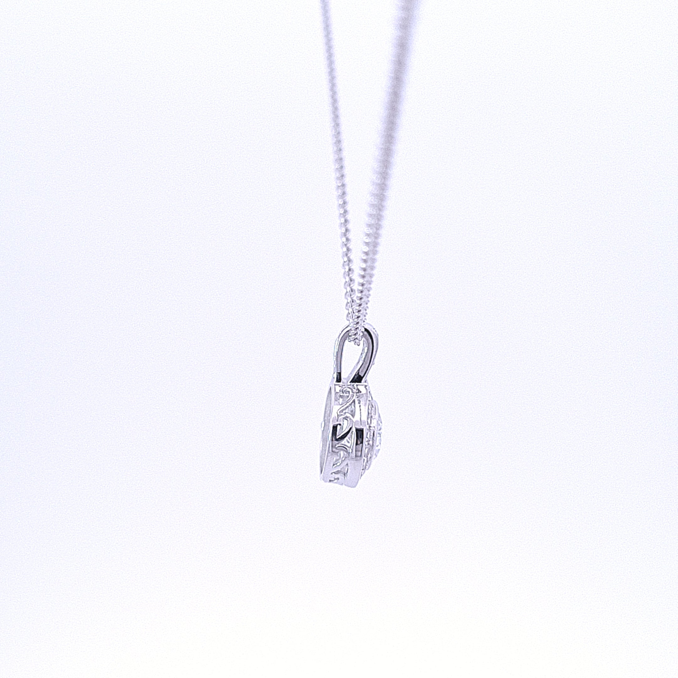 Sterling silver CZ/CZ Halo cluster pendant on 18"chain/46cm 33641 - Armin Lowe Jewellers