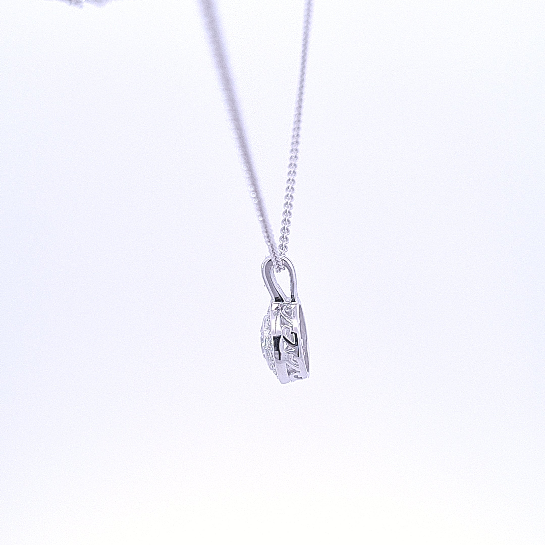 Sterling silver CZ/CZ Halo cluster pendant on 18"chain/46cm 33641 - Armin Lowe Jewellers