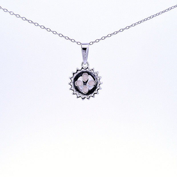 Bouton pearl and CZ floral pendant 34080