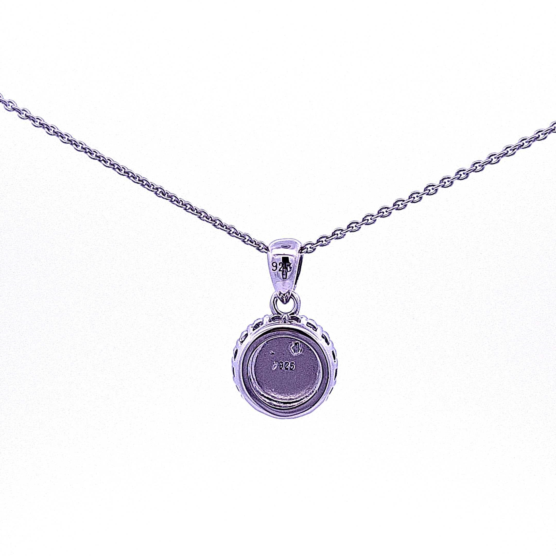 Round created Opal pendant in Sterling Silver 34069 - Armin Lowe Jewellers