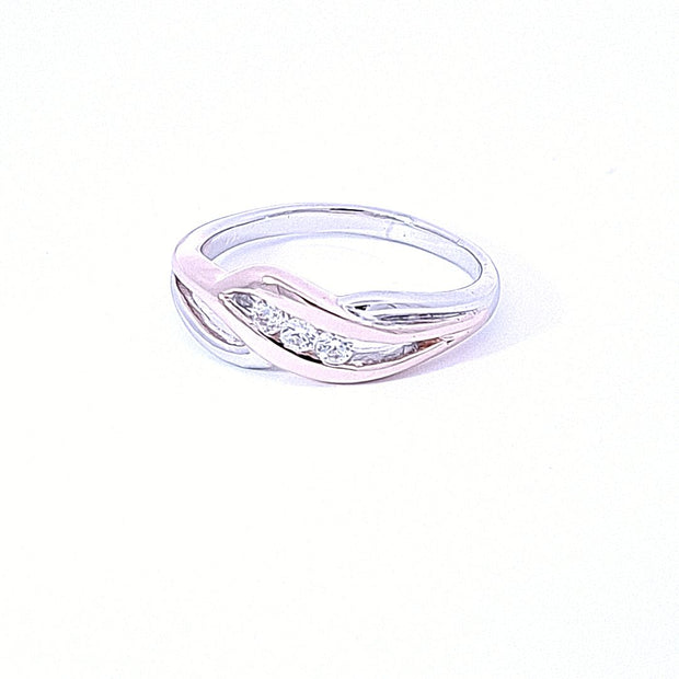 Rose gold and silver CZ ring 36135