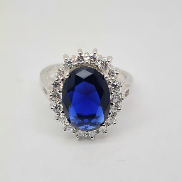 Large Sapphire Blue CZ ring 35800