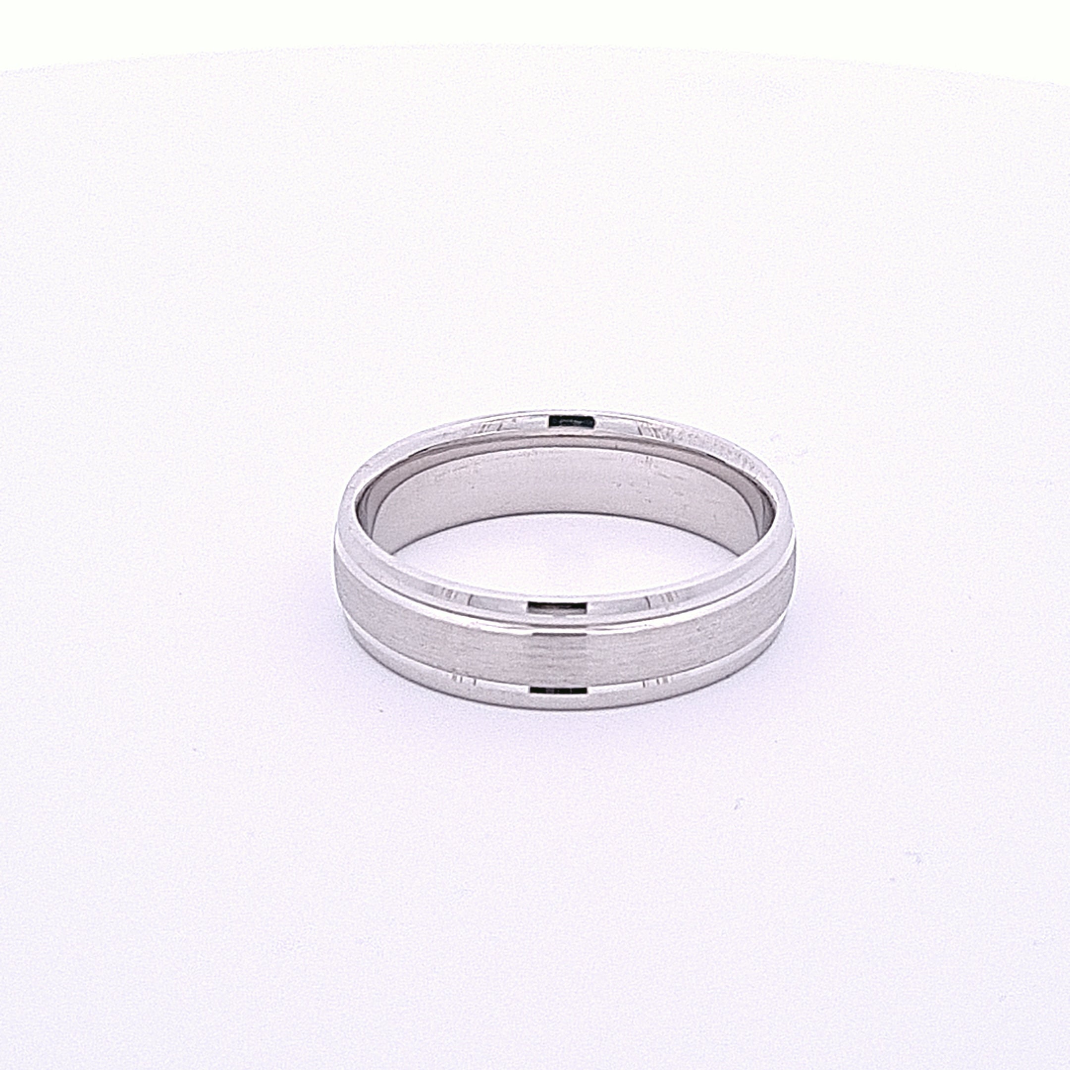 6mm Gents matt and polished wedding ring in sterling silver 36160 - Armin Lowe Jewellers