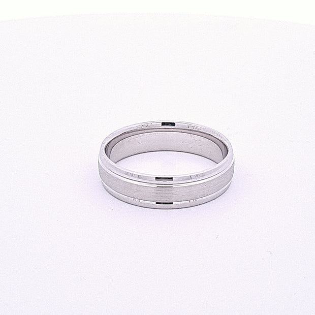 6mm Gents matt and polished wedding ring in sterling silver 36160