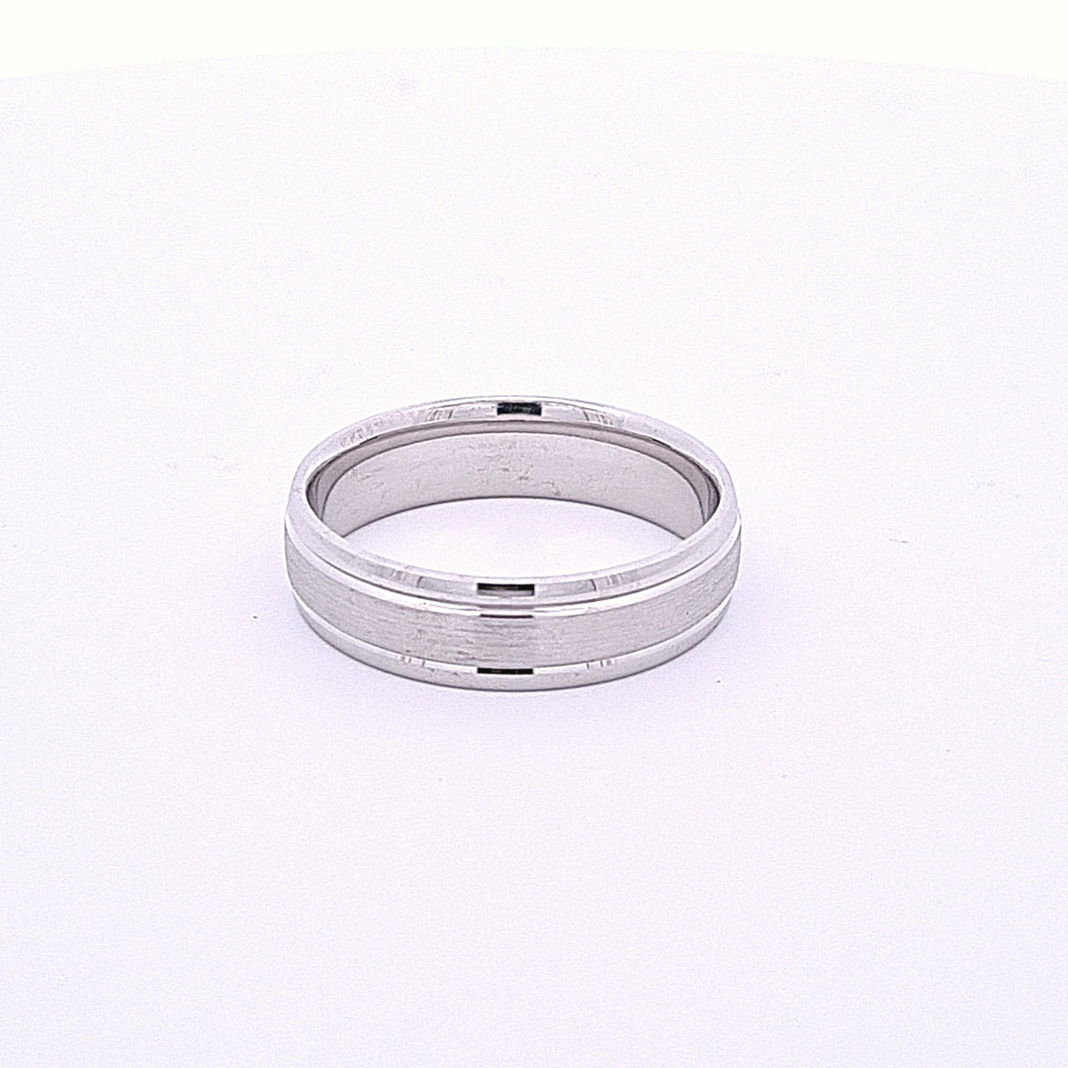 6mm Gents matt and polished wedding ring in sterling silver 36160 - Armin Lowe Jewellers