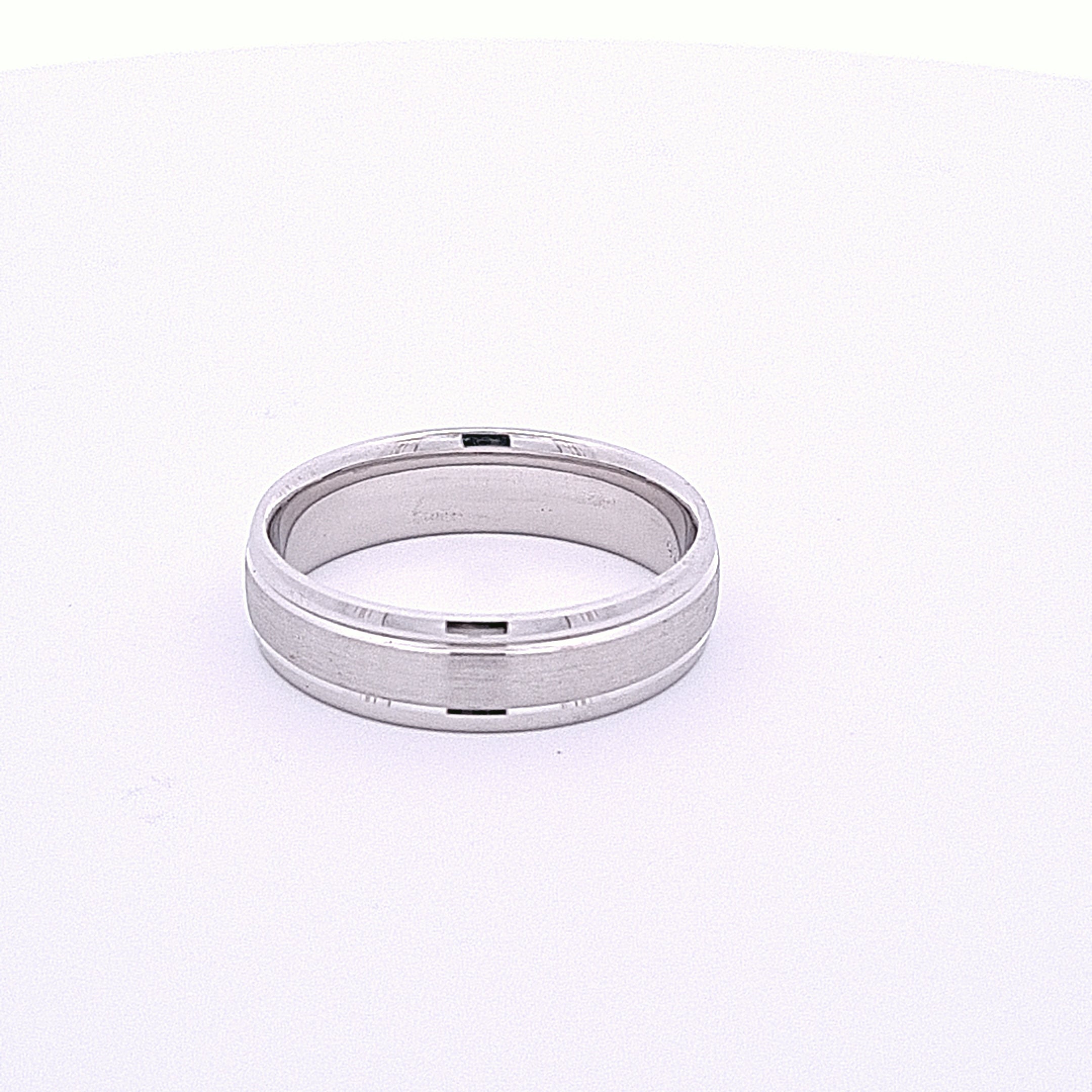 6mm Gents matt and polished wedding ring in sterling silver 36160 - Armin Lowe Jewellers