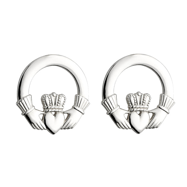 Sterling silver 15mm Claddagh stud earring 25474