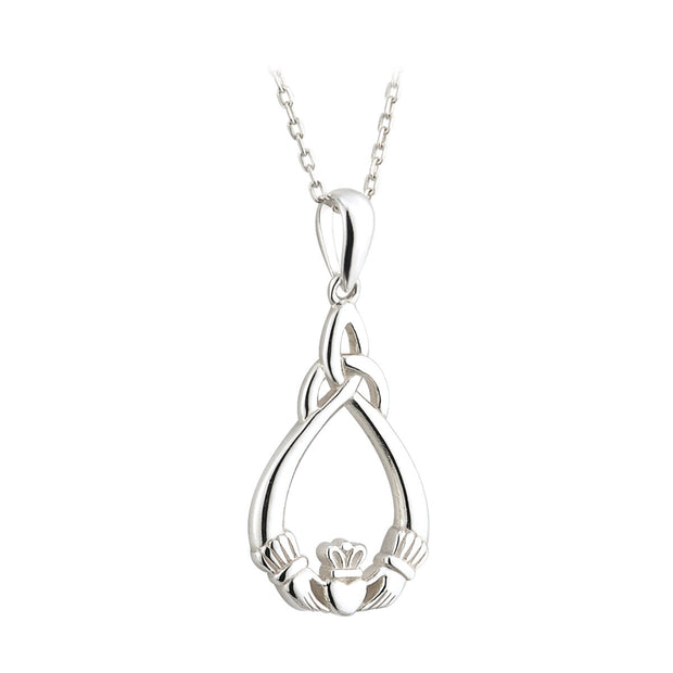 Sterling silver Celtic Trinity knot Claddagh pendant 25982