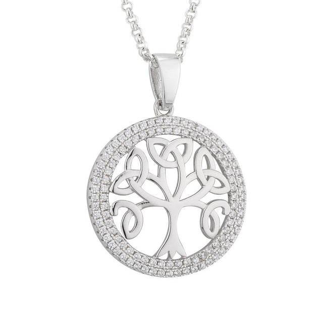 Halo Tree of Life in Celtic Trinity knot form with CZ&