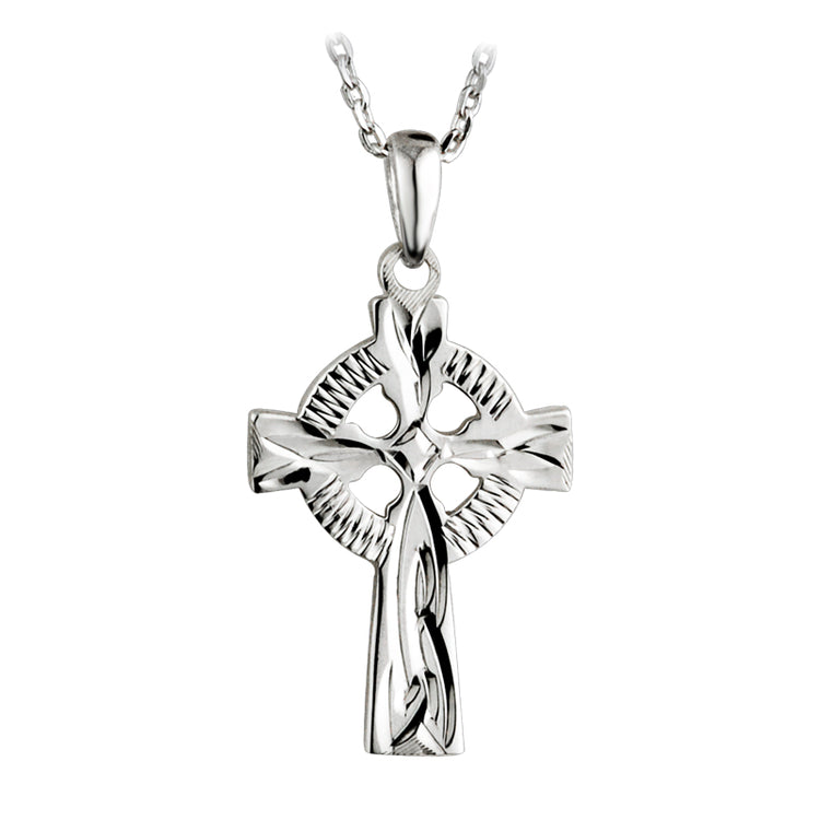 20mm sterling silver engraved Celtic cross pendant 26361 - Armin Lowe Jewellers