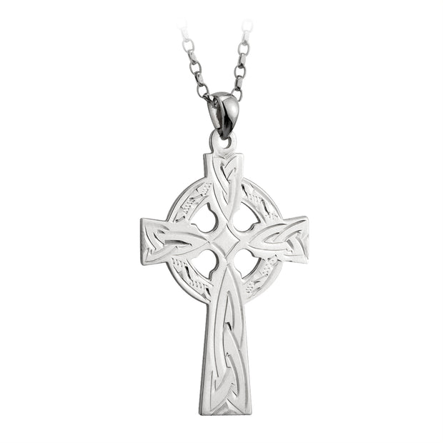 Large engraved Celtic cross + chain 26364