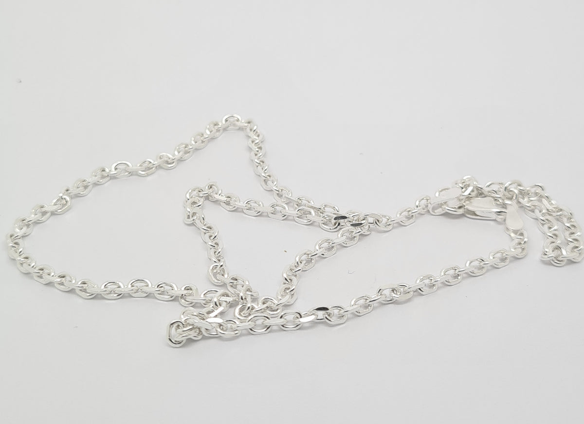 Sterling silver diamond cut cable 22" /56cm chain 27481 - Armin Lowe Jewellers