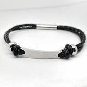 23cm Black leather mans bracelet 35925