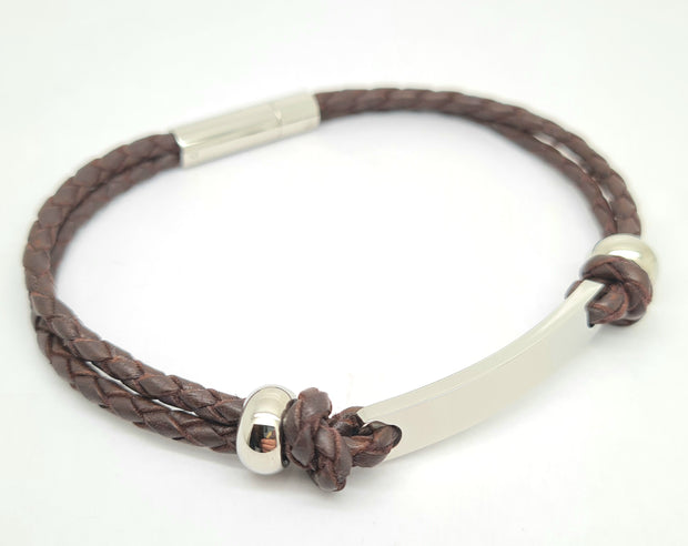 23cm Brown leather mans bracelet 35926