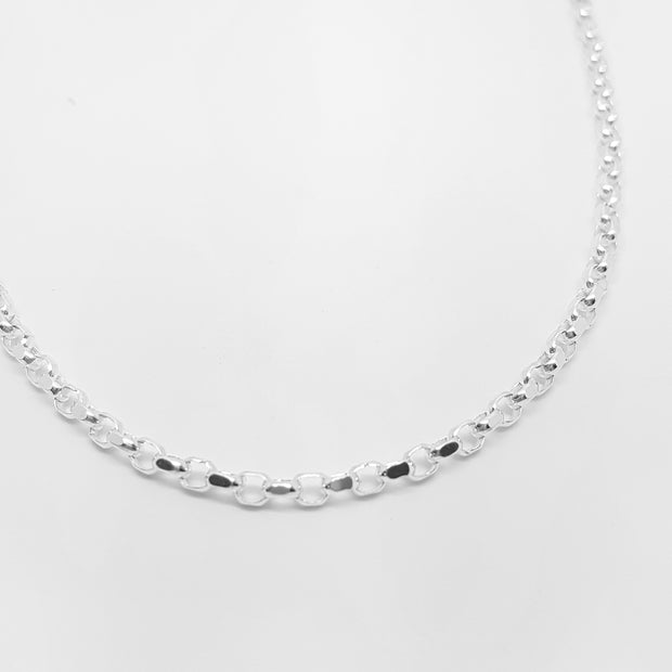 Sterling silver diamond cut belcher link chain, 20"/51cm 28543