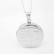 Sterling silver To the moon and back locket 33576