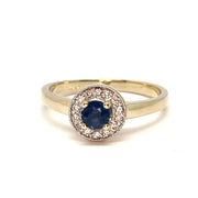 Gold Diamond & Kanshan Sapphire Halo ring 35468