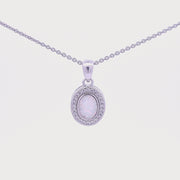 Oval created Opal and CZ pendant 34089