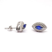 Marquise Sapphire blue CZ Sterling Silver studs 34064