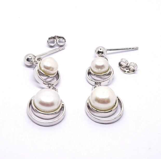 Drop pearl circle earrings 34077