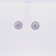 Sterling silver CZ/CZ Halo cluster stud earrings 33642