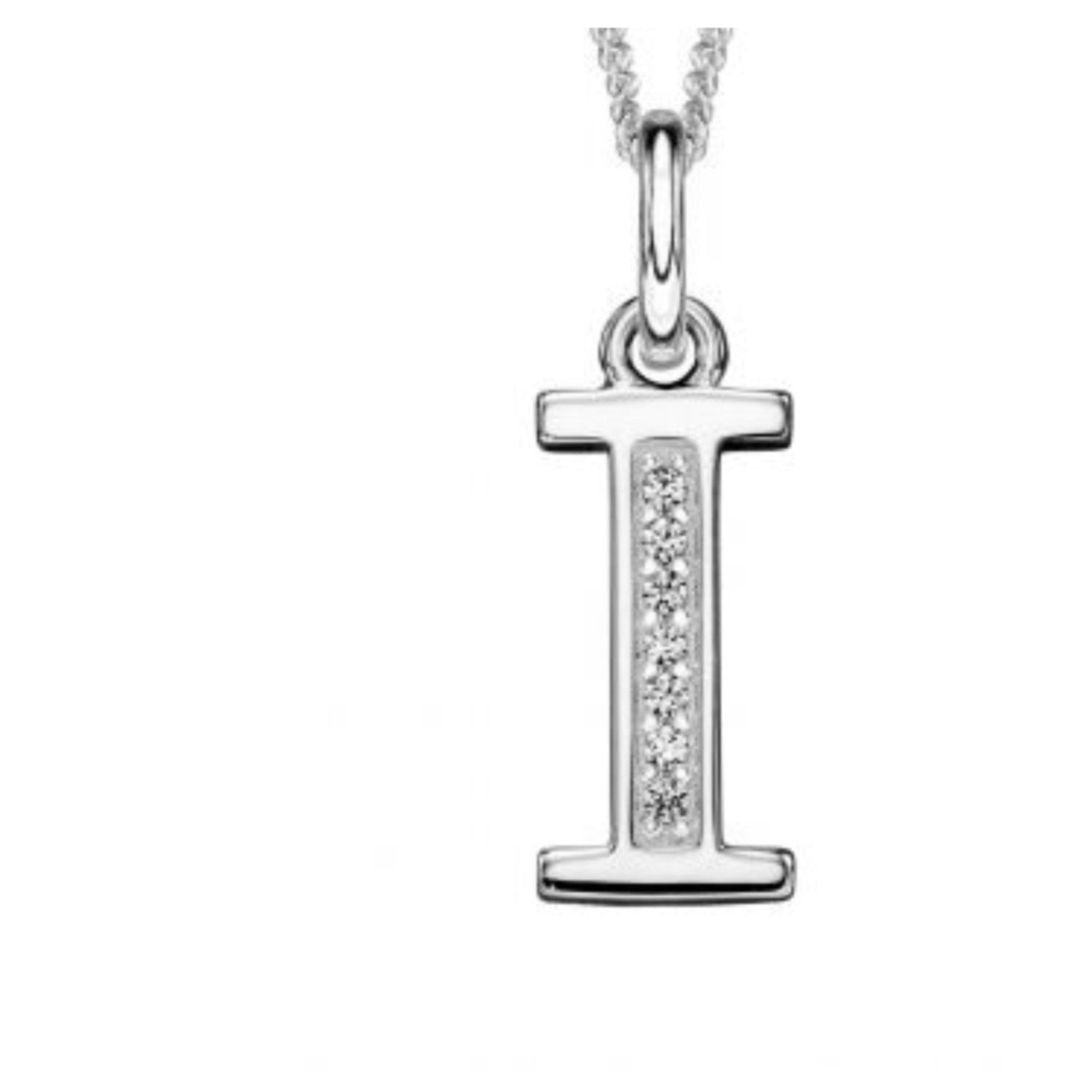 Sterling silver CZ set Art Deco initial I(i)  Pendant 34619 - Armin Lowe Jewellers